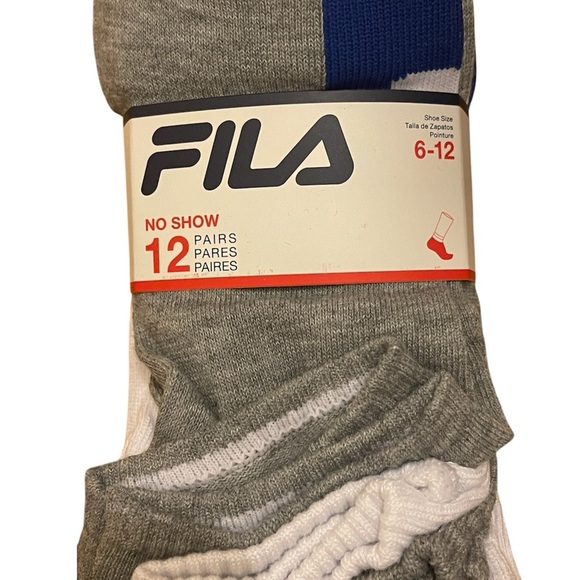 Fila Men's Gray And White No Show Socks 12 Pairs Brand NEW In PACKAGE - Picture 3 of 9